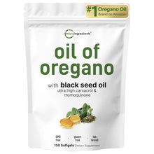 Load image into Gallery viewer, Micro Ingredients Oil of Oregano Softgels, 150 Count | 2 in 1 Formulated with Black Seed Oil | 4X Strength Carvacrol &amp; Thymoquinone | Plant Based, Non-GMO

