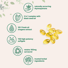 Load image into Gallery viewer, Micro Ingredients Oil of Oregano Softgels, 150 Count | 2 in 1 Formulated with Black Seed Oil | 4X Strength Carvacrol &amp; Thymoquinone | Plant Based, Non-GMO
