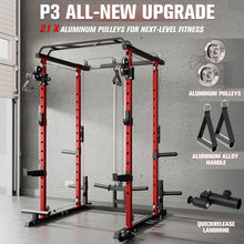 Load image into Gallery viewer, RitFit Multi-Function Garage &amp; Home Gym Package Includes 1200LBS Power Cage PPC03/P3 with Cable Crossover System, Weight Bench, Olympic Barbell Weight Set, Full Body Workout
